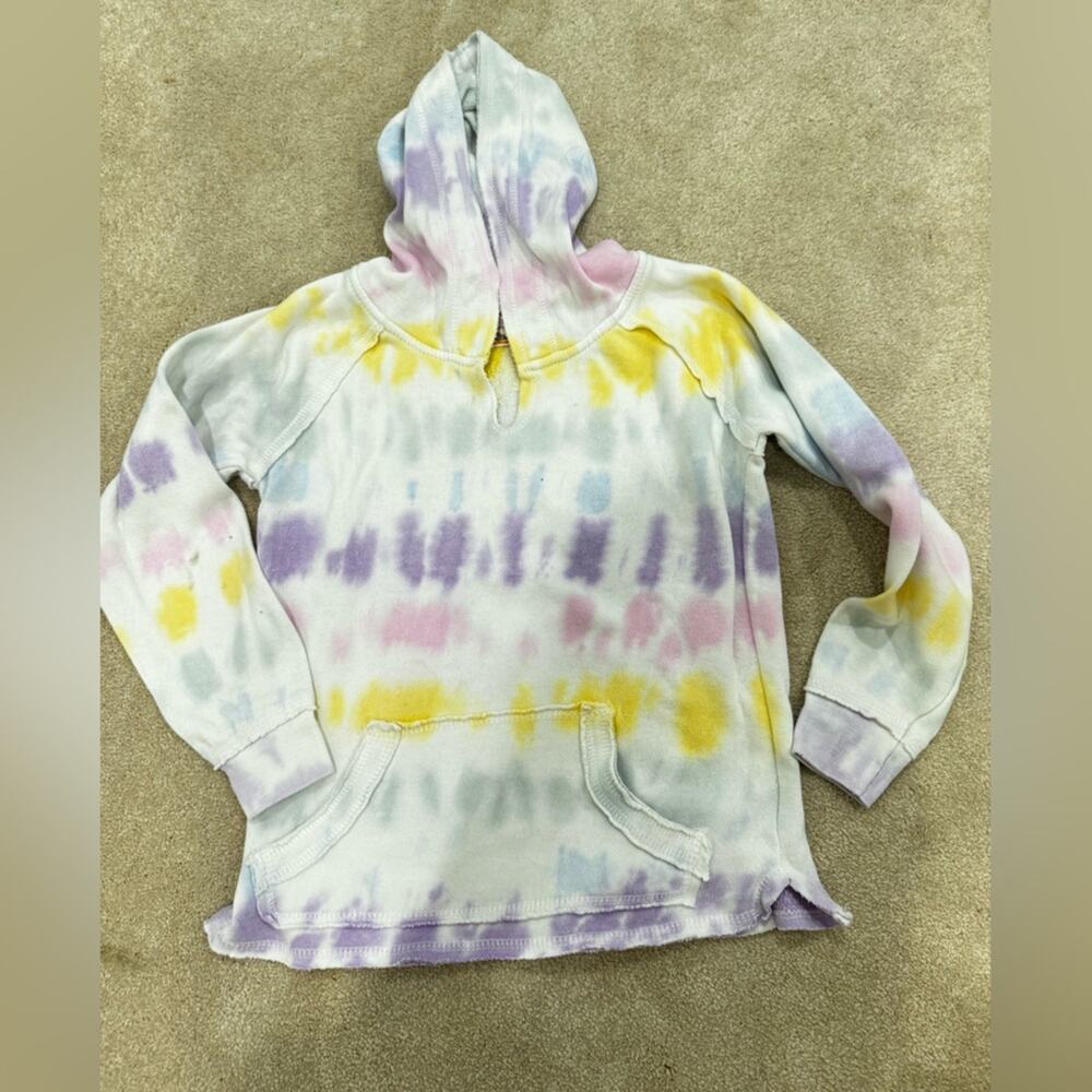 Girls Vintage Havana Tie-Dye Hoodie in Yellow and Purple, size L (14)